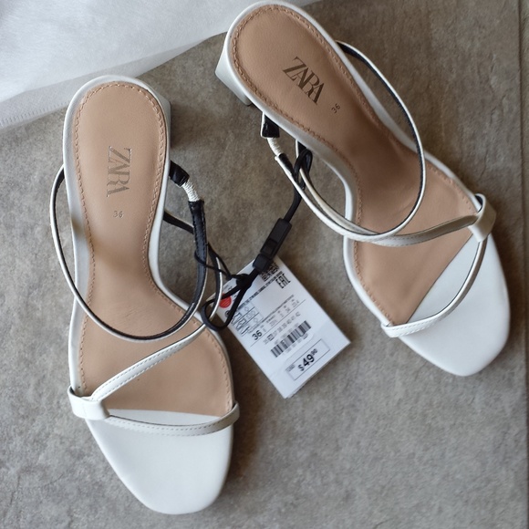 zara white sandal heels